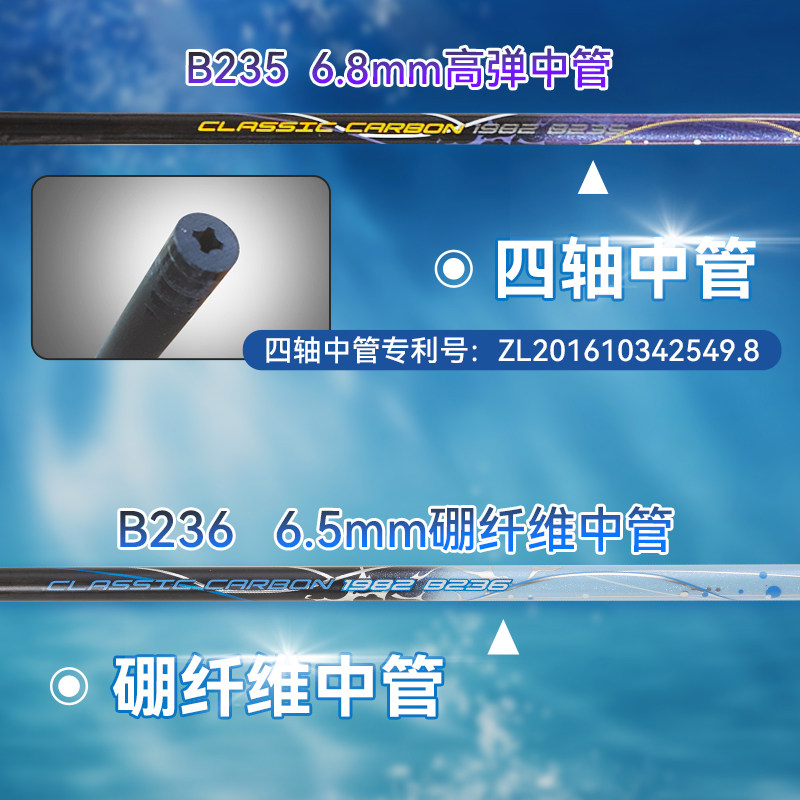 bonny波力新款乌缺海洋1982/B235/B236硼纤维羽毛球拍进攻攻防拍