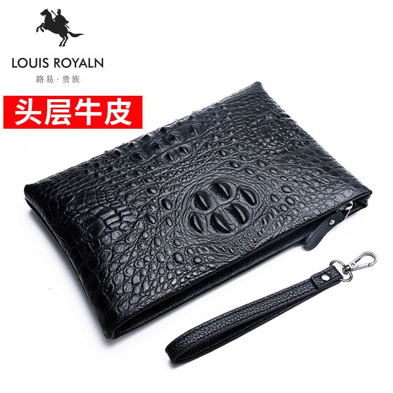 鳄鱼男真皮大容量青年商务牛皮夹包 路易贵族男士包袋