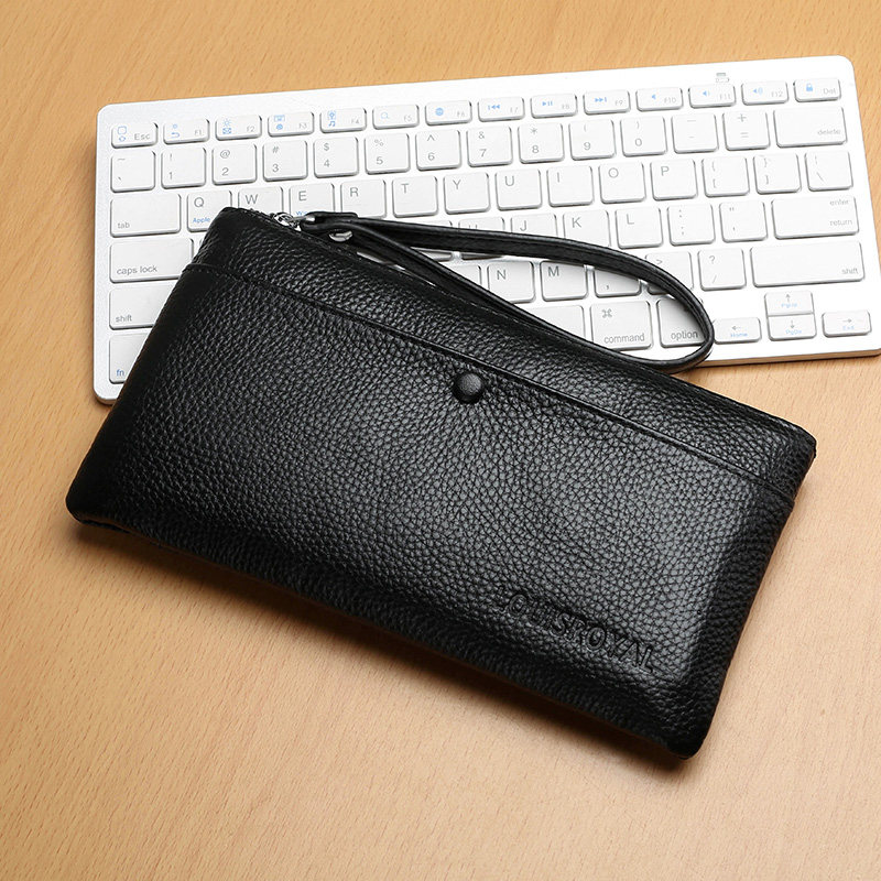 长款拉链男士牛皮青年时尚真皮钱包 路易贵族钱包