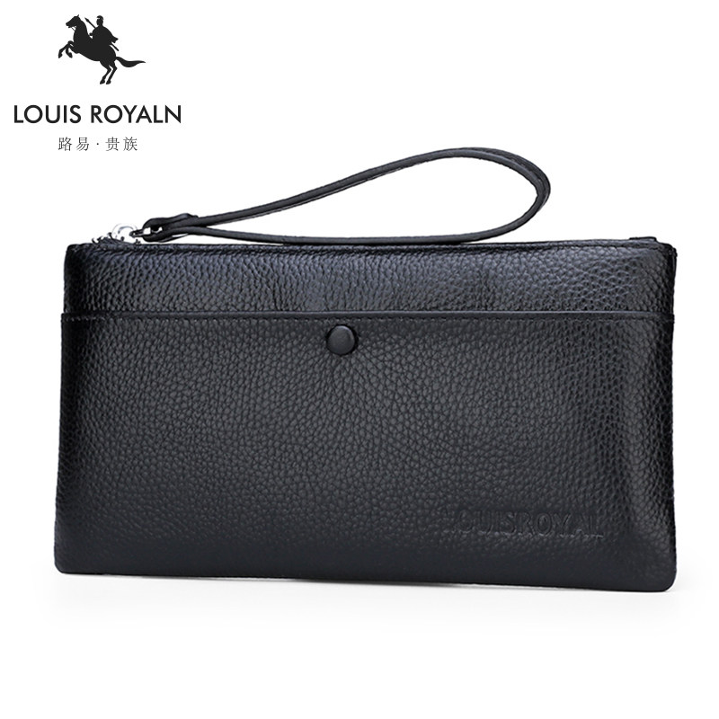长款拉链男士牛皮青年时尚真皮钱包 路易贵族钱包