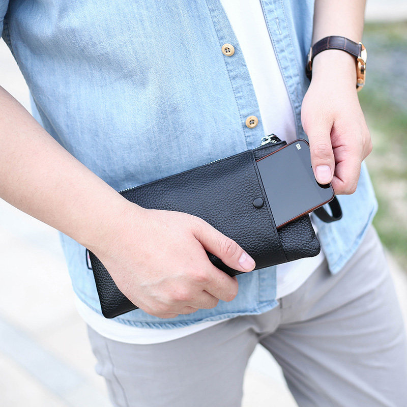 长款拉链男士牛皮青年时尚真皮钱包 路易贵族钱包