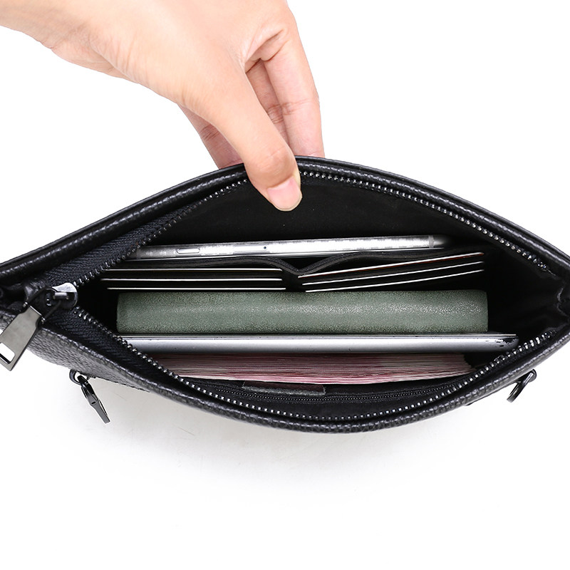 潮男士休闲头层牛皮大容量手拿包 路易贵族男士包袋