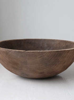 碳化棕色实木大号托盘民宿装饰品