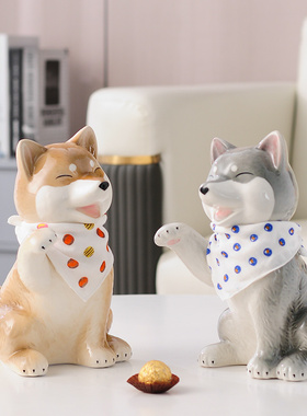 带围脖创意装饰狗摆件可爱