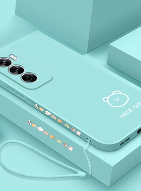 适用opporeno12手机壳新款Reno12pro时尚液态硅胶软壳OPPO镜头全包防摔pr0简约个性保护套网红男女款线条小熊