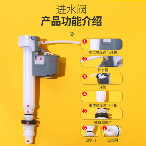 抽水马桶水箱下水管配件进水阀排水阀通用坐便器上水阀冲水上水器 - 图0