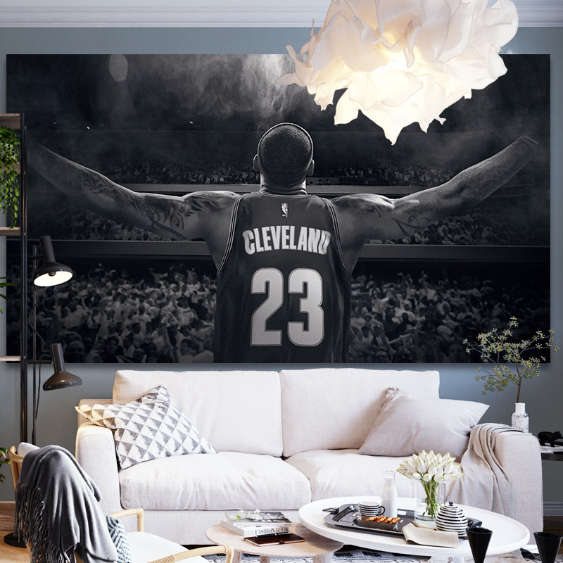 NBA篮球明星海报墙贴詹姆斯科比超大宿舍卧室壁画背景墙装饰自粘_虎窝淘