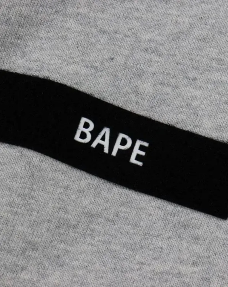 BAPE 卫衣 猿头字母徽章贴布连帽开衫 纯色 内里薄绒 日本代购