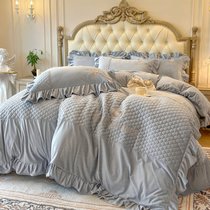 Winter thickened with velvety milk suede bed cover with four pieces of princess Wind superior Coral Flannel Flannel Flannel Velvet flannel