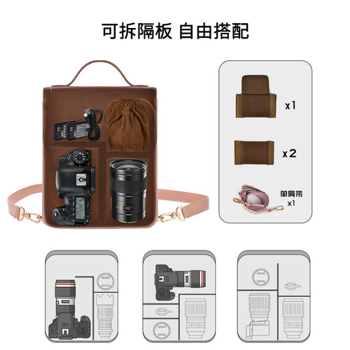 Cwatcun香港品牌复古双肩包相机包女包微单单反专业斜挎手提包适用佳能r50 尼康索尼zve10 富士xs20 xt30 - 图0