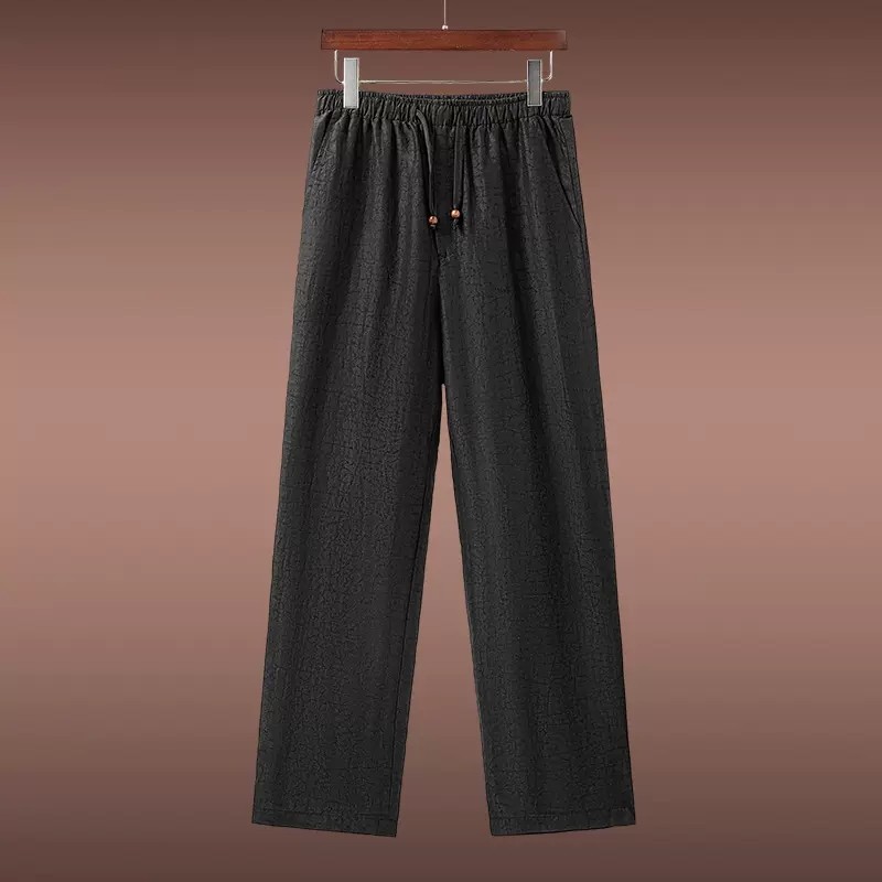仿香云纱男裤中老年男装休闲裤男士松紧带裤子仿桑蚕丝长裤哈伦裤,淘宝优惠券,粉丝福利购,淘宝优惠卷