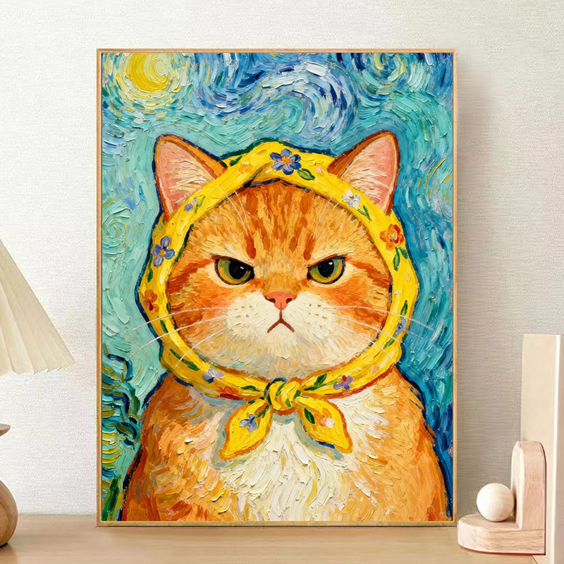 宝藏湾 数字油画diy梵星喵主唯美治愈填色多色填充数字画独家画,淘宝优惠券,粉丝福利购,淘宝优惠卷