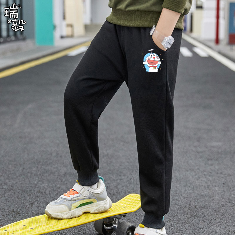 哆啦A梦小叮当机器猫小脚裤卫裤子男女儿童装学生休闲长裤运动裤