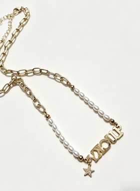 青岛外贸流行饰品欧美原单个性小众设计热卖抽象星星珍珠精品项链