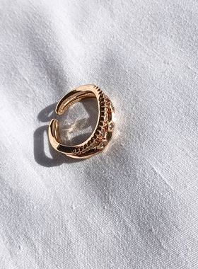 青岛外贸流行饰品欧美原单正品个性小众设计感锆石轻奢精品戒指