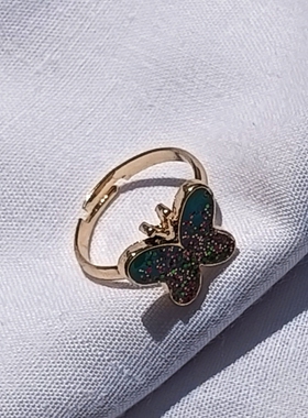 青岛外贸流行饰品欧美原单锆石滴釉抽象蝴蝶精品戒指指环女