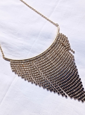 青岛外贸流行饰品欧美原单正品小众个性满钻流苏时尚热卖精品项链