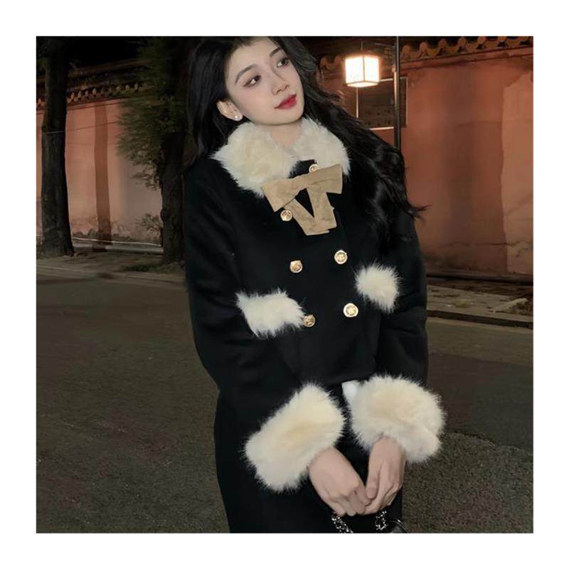 小香风毛毛领夹棉加厚毛呢外套女秋冬套装包臀半身裙长裙子两件套,淘宝优惠券,粉丝福利购,淘宝优惠卷