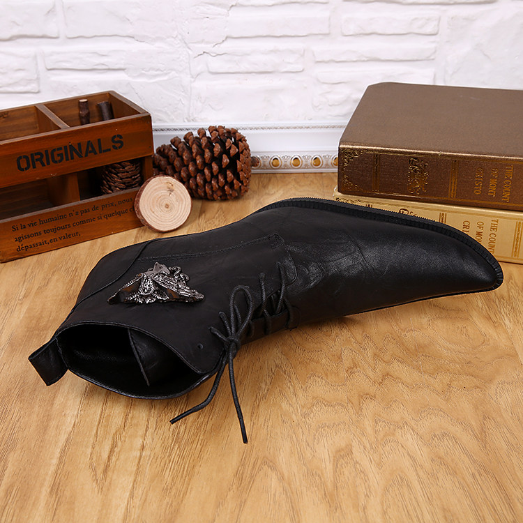 高档真皮韩版尖头高跟男鞋男靴时尚流行搭扣潮流皮靴透气美发师靴,淘宝优惠券,粉丝福利购,淘宝优惠卷