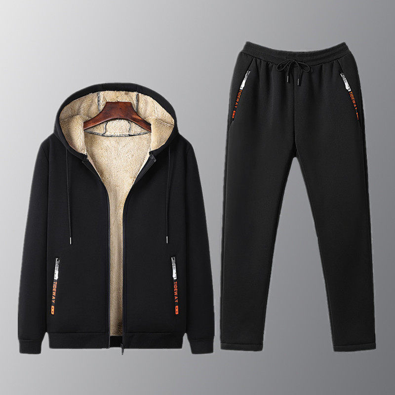 秋冬季羊羔绒运动套装男加绒加厚外套休闲连帽卫衣卫裤跑步两件套,淘宝优惠券,粉丝福利购,淘宝优惠卷
