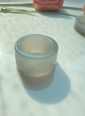 和田玉烟紫直切戒指扳指