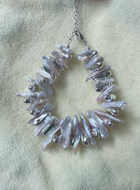 小众设计天然淡水琵琶珍珠手链s925纯银百搭个性轻奢高级感