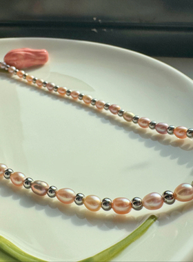 He家同款小熊珍珠项链天然淡水紫珍珠