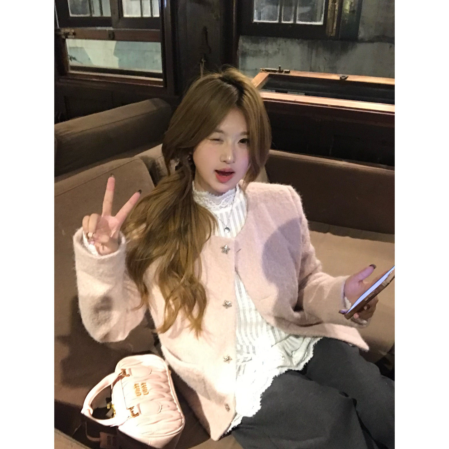 你的鱼 粉雾香颂 韩系微胖mm千金感叠穿夹棉呢子外套蕾丝上衣套装,淘宝优惠券,粉丝福利购,淘宝优惠卷