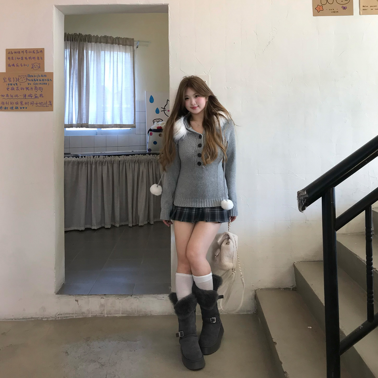 你的鱼 小栗川奈 微胖mm日杂风连帽毛织套装 11/24 20:00 新品9折 - 图2