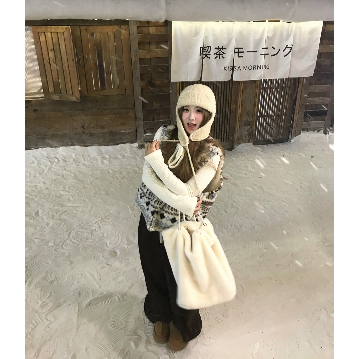 你的鱼 芬兰冬日 韩系微胖mm费尔岛马甲保暖上衣灯芯绒长裤套装,淘宝优惠券,粉丝福利购,淘宝优惠卷