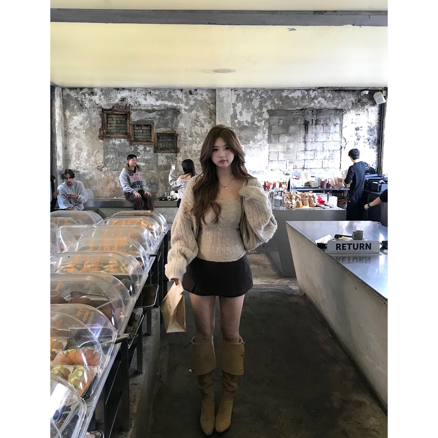 你的鱼 加州落日 韩系微胖mm复古轻熟感粗麻花针织开衫吊带套装,淘宝优惠券,粉丝福利购,淘宝优惠卷