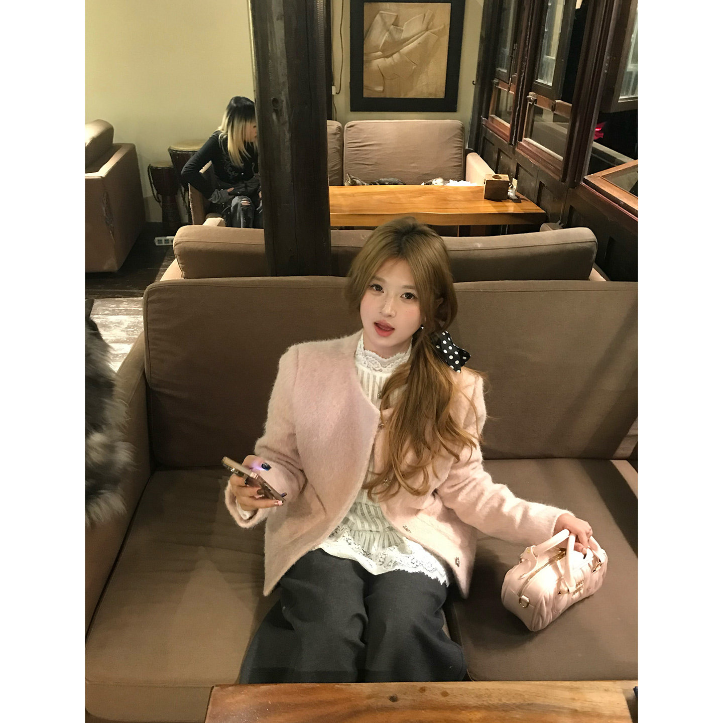 你的鱼 粉雾香颂 韩系微胖mm千金感叠穿夹棉呢子外套蕾丝上衣套装,淘宝优惠券,粉丝福利购,淘宝优惠卷