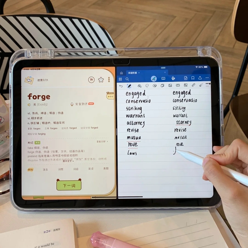 CanvasCase/闪粉背卡~奶油色系小众可爱插画ipad肤感3Y折支架款保护壳带笔槽air7/6平板套pro11寸2025/13英寸 - 图0