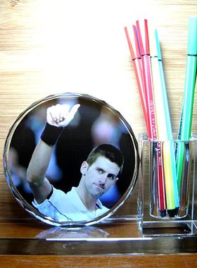 德约科维奇纪念品摆设网球明星礼品收藏品礼物装饰品水晶笔筒摆件