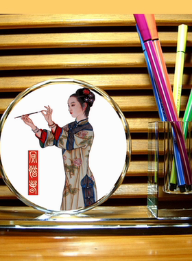 纪念品红楼梦模型人偶水晶笔筒