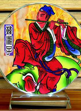 韩湘子纪念品人物笔筒水晶摆件