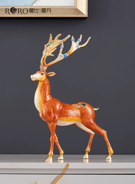 珐琅彩福鹿双全罗比罗丹礼品摆件