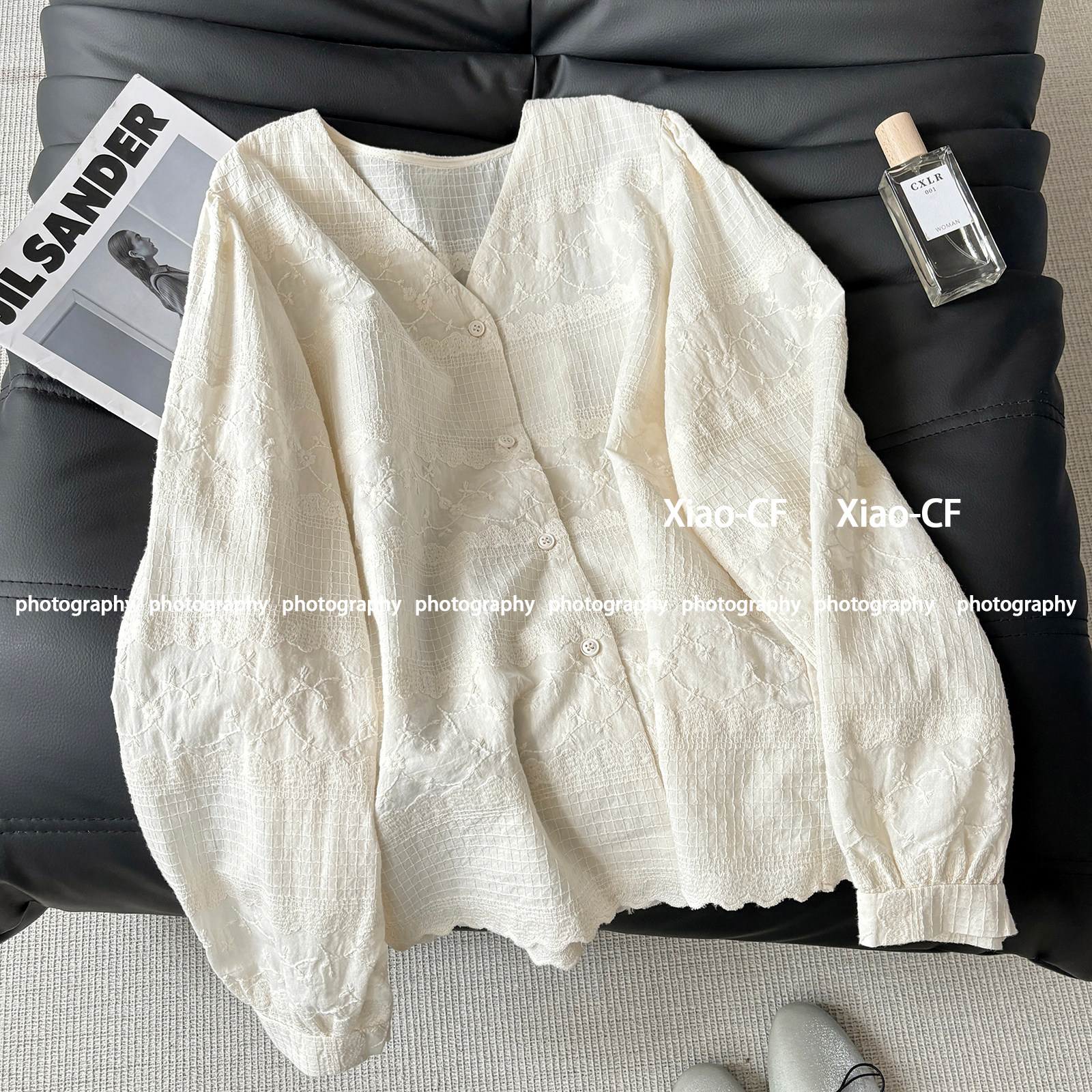 法式复古杏色长袖衬衫女2025春秋新款V领单排扣衬衣百搭氛围小衫,淘宝优惠券,粉丝福利购,淘宝优惠卷