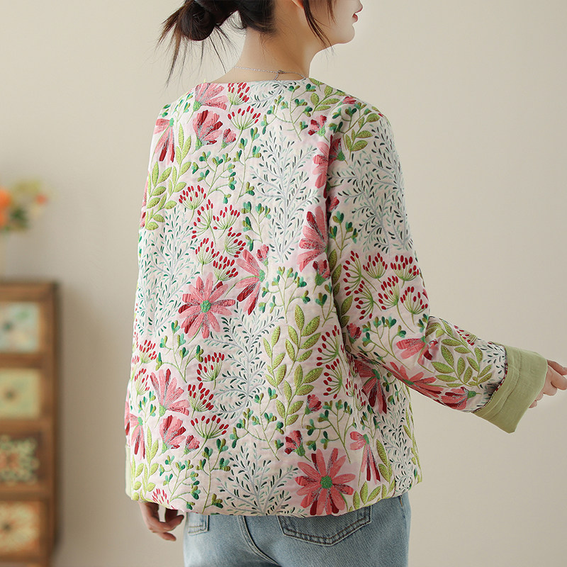 高端减龄碎花衬衫女秋冬款新中式民族风外套休闲宽松盘扣夹克上衣,淘宝优惠券,粉丝福利购,淘宝优惠卷