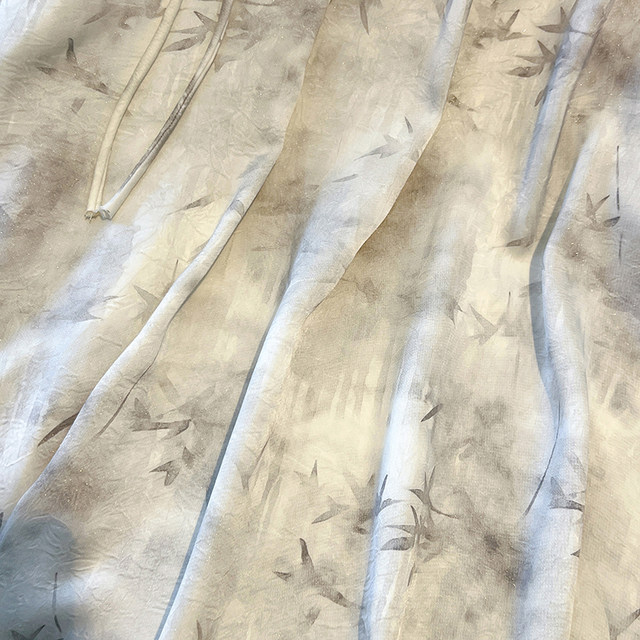 New Chinese-style acetate satin skirt for women, spring and autumn style high-waisted slim A-line skirt ink printed pleated skirt