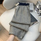 ໂສ້ງຂາກວ້າງຂອງກາງເກງ plaid stitching linen ຍີ່ປຸ່ນ ສໍາລັບ summer summer ແມ່ຍິງບາງສາຍຮັດແອວສູງ ຝ້າຍແລະ linen ສັ້ນກະທັດຮັດ
