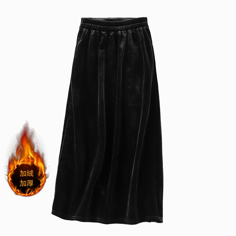 新中式国风盘扣开叉金丝绒半身裙女冬季加绒加厚气质包臀一步裙子,淘宝优惠券,粉丝福利购,淘宝优惠卷
