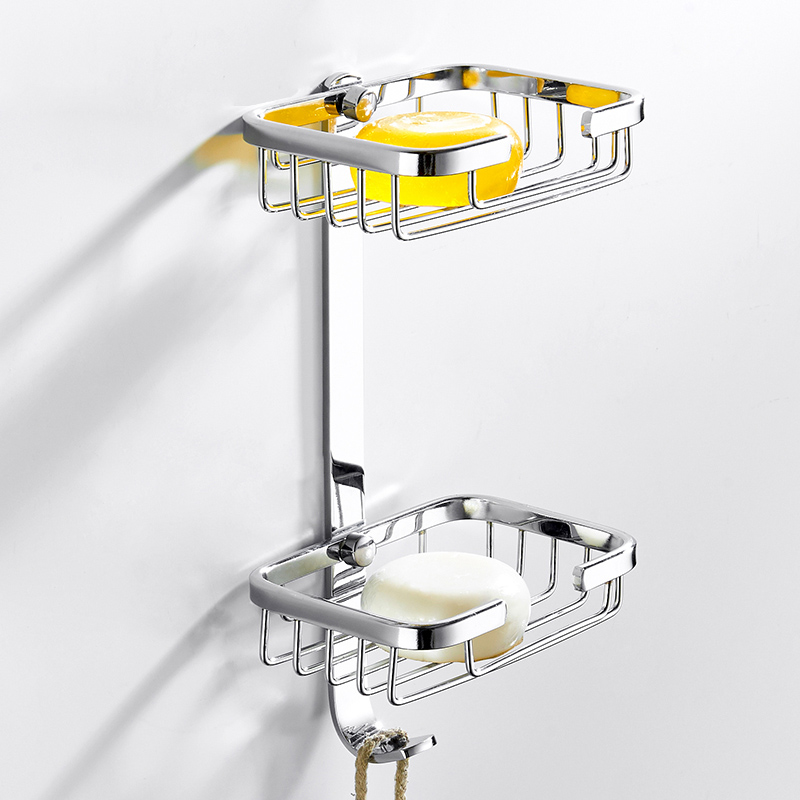 免打孔 304不锈钢肥皂架香皂盒子阳台皂网卫生间肥皂盒置物架壁挂-图0
