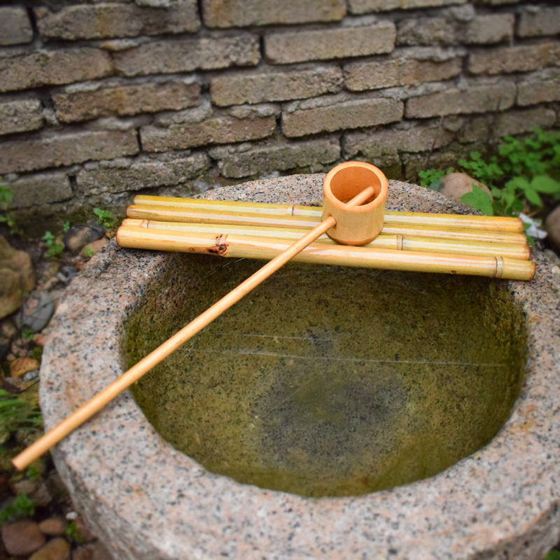 竹排水勺石槽鱼缸竹子流水摆件日式庭院景观竹流水器配件装饰造景 - 图1