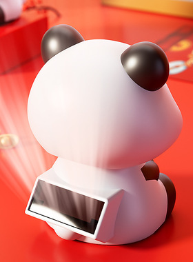 太阳能招财猫点头熊猫车载装饰摆