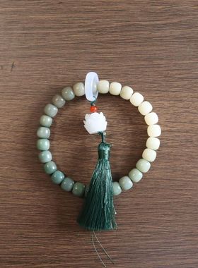 白玉菩提手串女生佛珠盘完单圈手