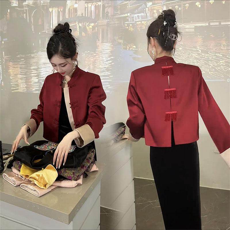 新中式国风套装2024秋季新款高级感小个子盘扣外套+吊带裙两件套,淘宝优惠券,粉丝福利购,淘宝优惠卷