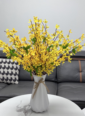 黄色迎春假花卉跳舞兰仿真干花轻奢摆件高级客厅餐桌高档摆设装饰