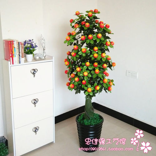 仿真塑料植物盆栽金桔苹果树圣诞平安果树盆景绿植人造塑料树定做 - 图2