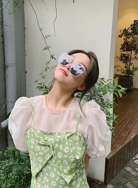 大圆脸太阳镜白色网红同款街拍